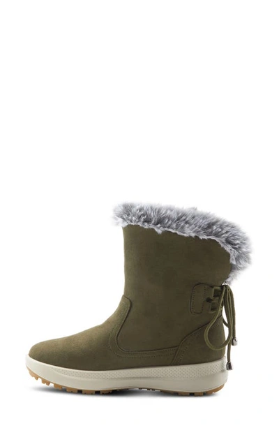 Flexus By Spring Step Snowbird Faux Fur Waterproof Boot In Olive Green
