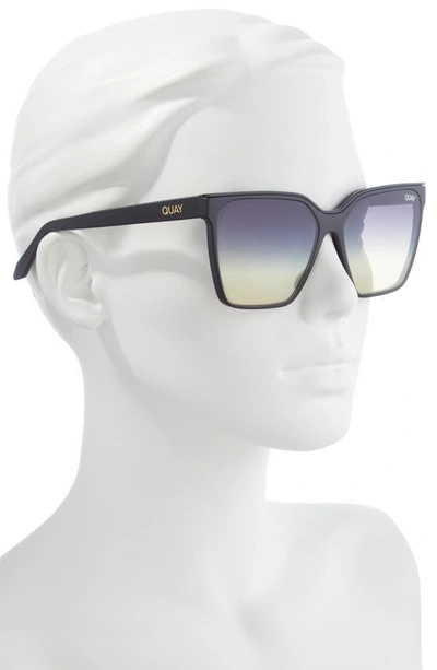 Shop Quay Level Up 55mm Square Sunglasses In Matte Black / Black Gold