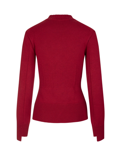 Shop Alexander Mcqueen Woman Red Cashmere Sweater With Corset Stitching In Welsh Red