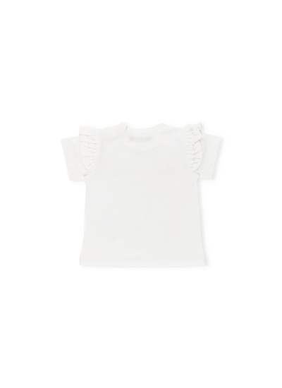Shop Balmain Logo T-shirt In Bianco/oro