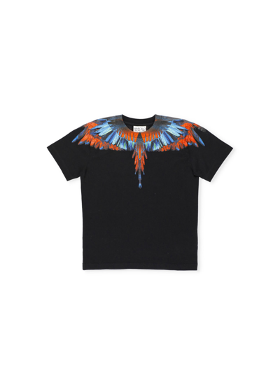 Shop Marcelo Burlon County Of Milan Travel Wings T-shirt In Black Orange