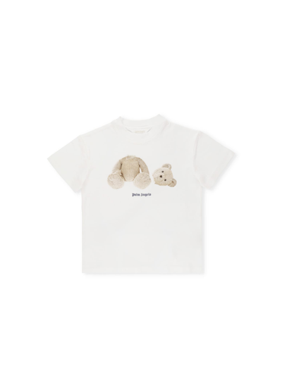 Shop Palm Angels T-shirt With Bear Print In White Brown