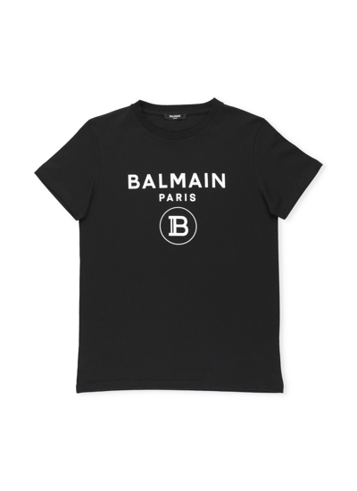 Shop Balmain Logo T-shirt In Nero/bianco