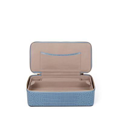Smythson Jewellery Case In Mara In Nile Blue
