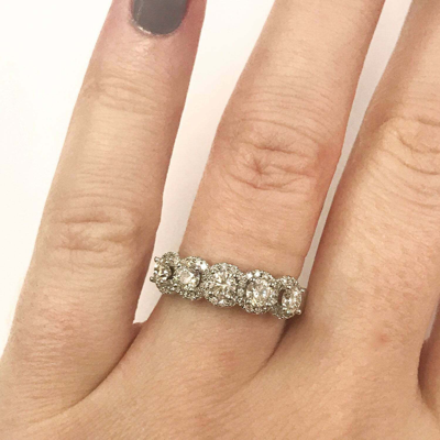 Pre-owned Jewelry By Arsa 1 Ctw Natural Diamond Solid 14k White Gold Round 5 Halo Anniversary Wedding Ring In G-h