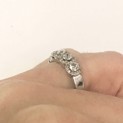 Pre-owned Jewelry By Arsa 1 Ctw Natural Diamond Solid 14k White Gold Round 5 Halo Anniversary Wedding Ring In G-h