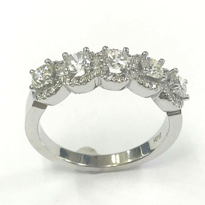Pre-owned Jewelry By Arsa 1 Ctw Natural Diamond Solid 14k White Gold Round 5 Halo Anniversary Wedding Ring In G-h