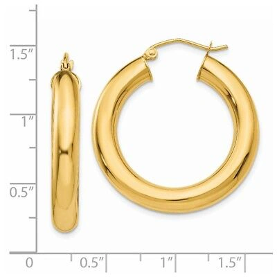 Pre-owned Superdealsforeverything Real 14kt Yellow Gold Polished 5mm Tube Hoop Earrings