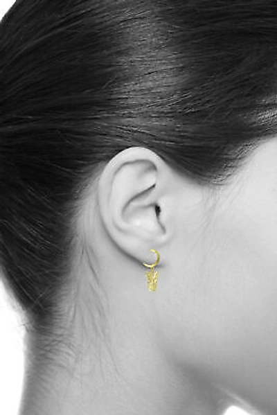 Pre-owned Wellingsale 14k Yellow Gold Butterfly Drop Earrings