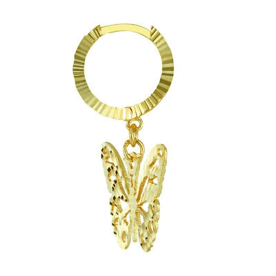 Pre-owned Wellingsale 14k Yellow Gold Butterfly Drop Earrings