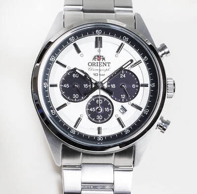Pre-owned Orient Wv0041tx Milky White Solar Panda 70's Neo Seventies Men Watch In Box
