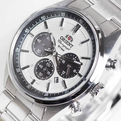 Pre-owned Orient Wv0041tx Milky White Solar Panda 70's Neo Seventies Men Watch In Box
