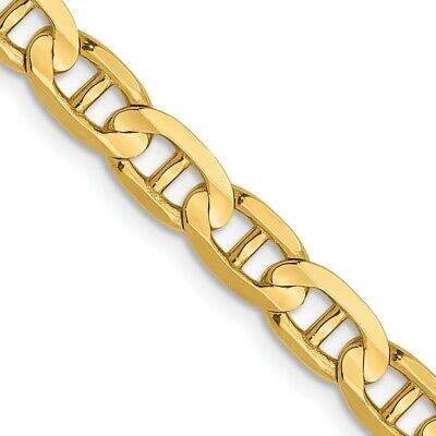 Pre-owned Skyjewelers Real 14kt Yellow Gold 4.5mm Concave Anchor Chain; 24 Inch; Lobster Clasp