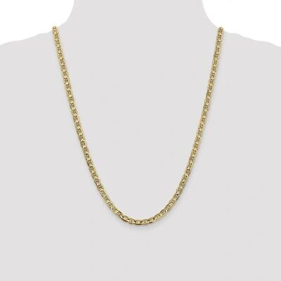 Pre-owned Skyjewelers Real 14kt Yellow Gold 4.5mm Concave Anchor Chain; 24 Inch; Lobster Clasp