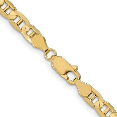 Pre-owned Skyjewelers Real 14kt Yellow Gold 4.5mm Concave Anchor Chain; 24 Inch; Lobster Clasp