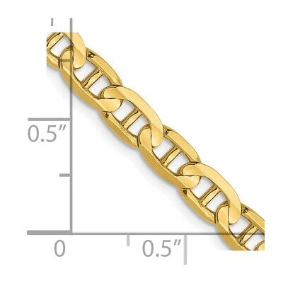 Pre-owned Skyjewelers Real 14kt Yellow Gold 4.5mm Concave Anchor Chain; 24 Inch; Lobster Clasp