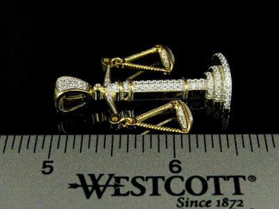 Pre-owned Nsg 2.5ct Cubic Zirconia Men's Scale Of Justice Pendant 925 Sterling Silver In Gold