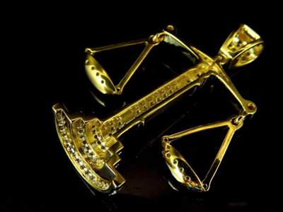 Pre-owned Nsg 2.5ct Cubic Zirconia Men's Scale Of Justice Pendant 925 Sterling Silver In Gold