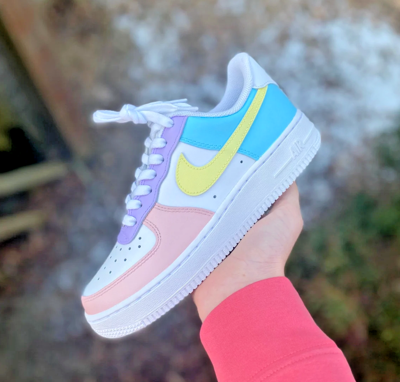 Pre-owned Nike Air Force 1 Custom Low Pastel Shoes Purple Yellow Blue Mint Pink All Sizes In White