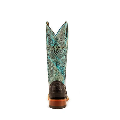 Pre-owned Ferrini Ladies Multi-color Leather Caiman S-toe Stampede Cowboy Boots In Multicolor