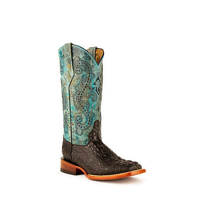 Pre-owned Ferrini Ladies Multi-color Leather Caiman S-toe Stampede Cowboy Boots In Multicolor