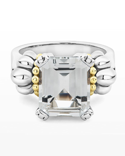 Shop Lagos Glacier 12x10mm Gemstone Two-tone Ring In White Topaz