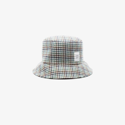 Thom Browne Houndstooth Name Tag Appliqué Bucket Hat In Green