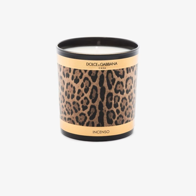 Shop Dolce & Gabbana Leopard-print Scented Candle (250g) In Black