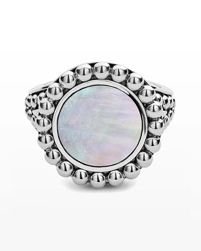 Shop Lagos Maya 13mm Round Inlay Ring In Mother Of Pearl