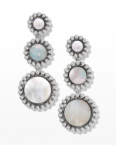 Shop Lagos Maya 3-drop Earrings, Mother-of-pearl/onyx In Mother Of Pearl