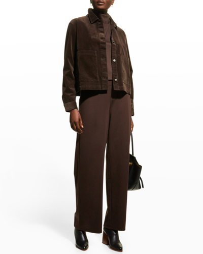 Shop Eileen Fisher Double-knit Wide-leg Pants In Coffee