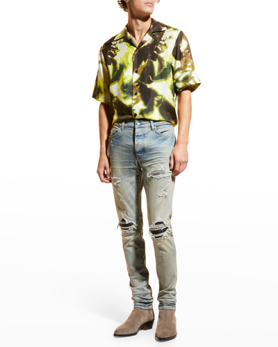 Shop Amiri Men's Mx1 Destroyed Skinny Jeans In Deep Class