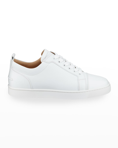 Shop Christian Louboutin Men's Louis Junior Leather Red Sole Sneakers In White