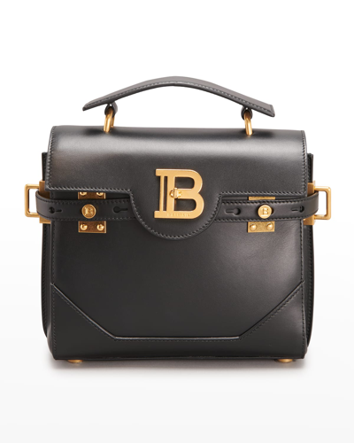 Shop Balmain Bbuzz 23 Calfskin Top-handle Shoulder Bag In Black