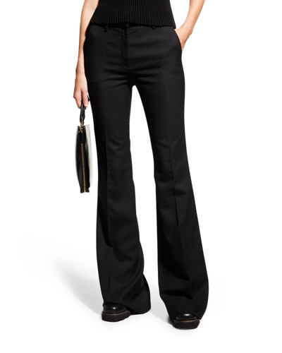 Gabriela Hearst Ennio Wool And Silk-blend Flared Pants In Black