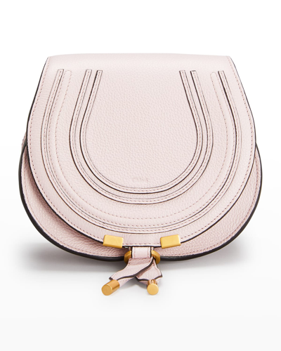 Shop Chloé Marcie Mini Whipstitch Saddle Crossbody Bag In Misty Lavender