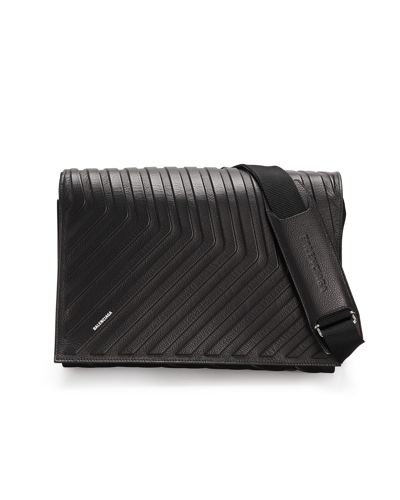 Shop Balenciaga Men's Car Embossed Leather Crossbody Bag In Noir