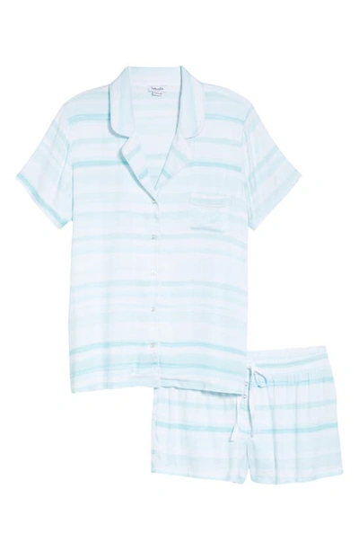 Shop Splendid Short Pajamas In Wash Stripe Aqua
