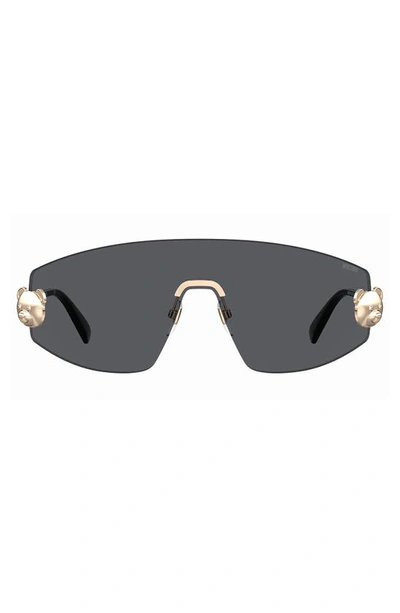 Shop Moschino 99mm Shield Sunglasses In Rose Gold / Grey