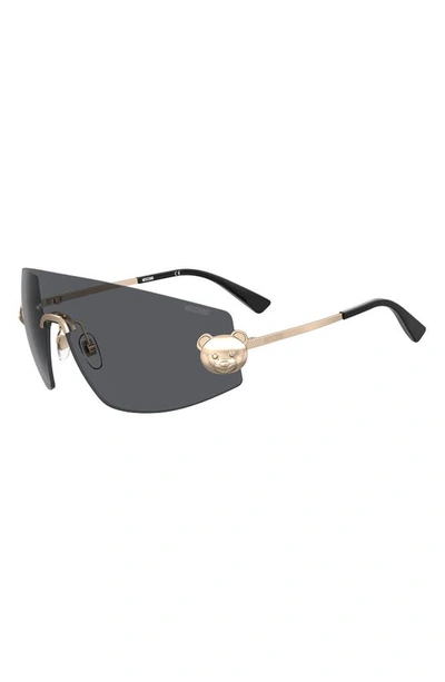 Shop Moschino 99mm Shield Sunglasses In Rose Gold / Grey