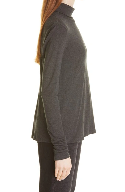 Eileen Fisher Sheer Knit Turtleneck Top In Charcoal In Charcoal