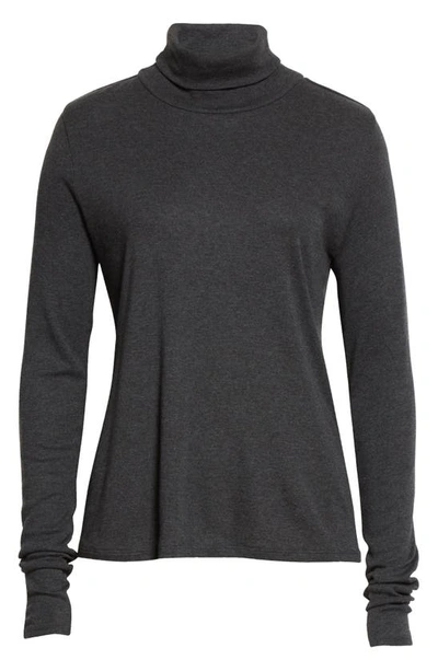 Shop Eileen Fisher Scrunch Neck Top In Charcoal