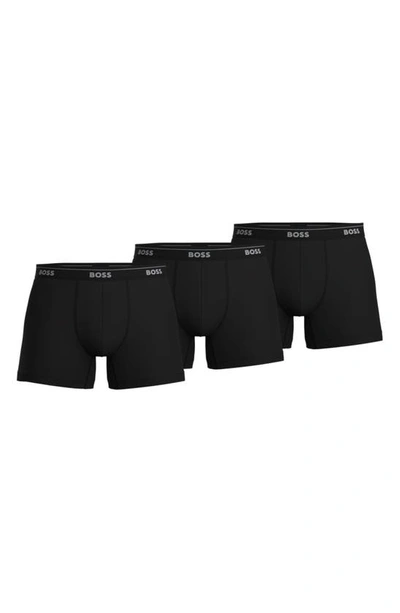 Hugo Boss Boss Underwear 3 Pack Long Boxer Briefs In Black