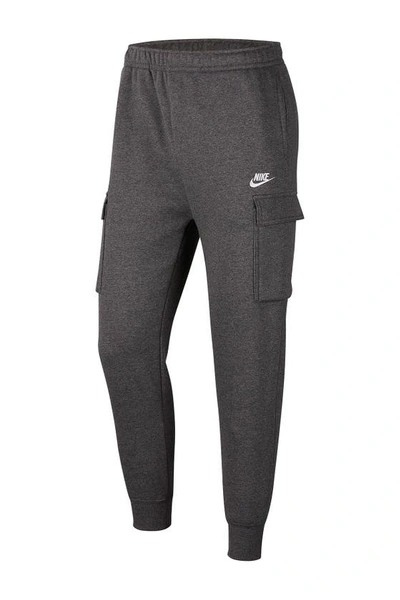 Shop Nike Club Fleece Cargo Pocket Joggers In Charcoal/ White