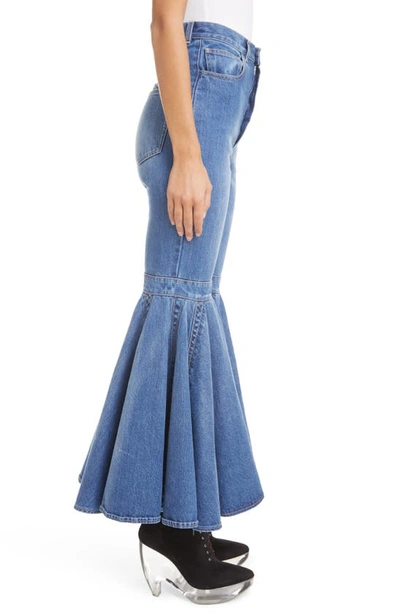 Shop Alaïa Crinoline Flare Leg Jeans In Bleu Jeans