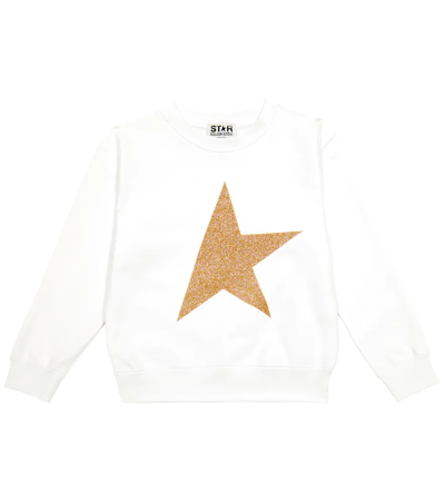 Shop Golden Goose Printed Cotton-blend Jersey Sweater In White/gold
