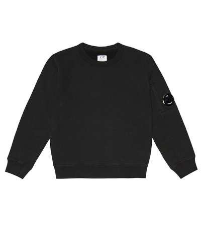 Shop C.p. Company Lens Cotton Fleece Sweatshirt In Black