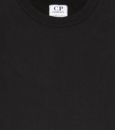 Shop C.p. Company Lens Cotton Fleece Sweatshirt In Black