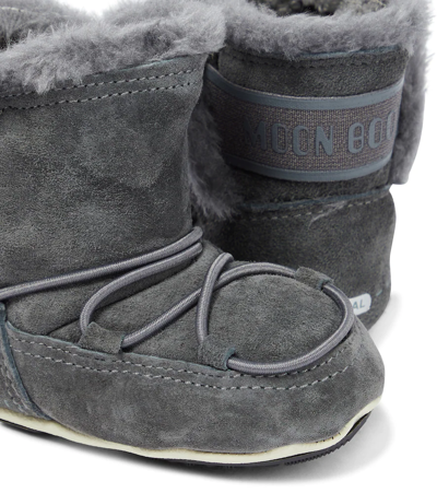 Shop Moon Boot Crib Suede Snow Boots In Dark Grey