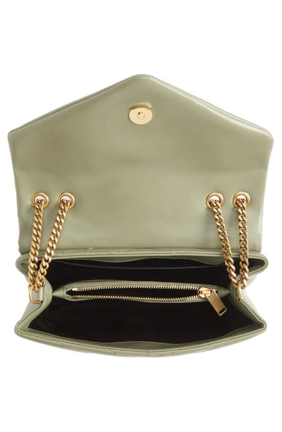 Shop Saint Laurent Small Loulou Chain Leather Shoulder Bag In 3317 Light Sage
